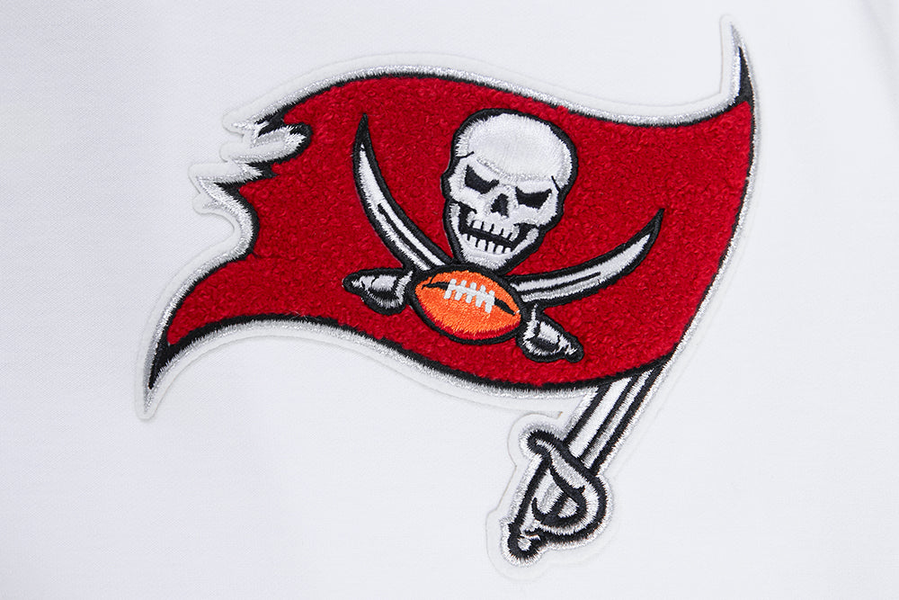 NFL TAMPA BAY BUCCANEERS CLASSIC CHENILLE DOUBLE KNIT PULLOVER HOODIE (WHITE)