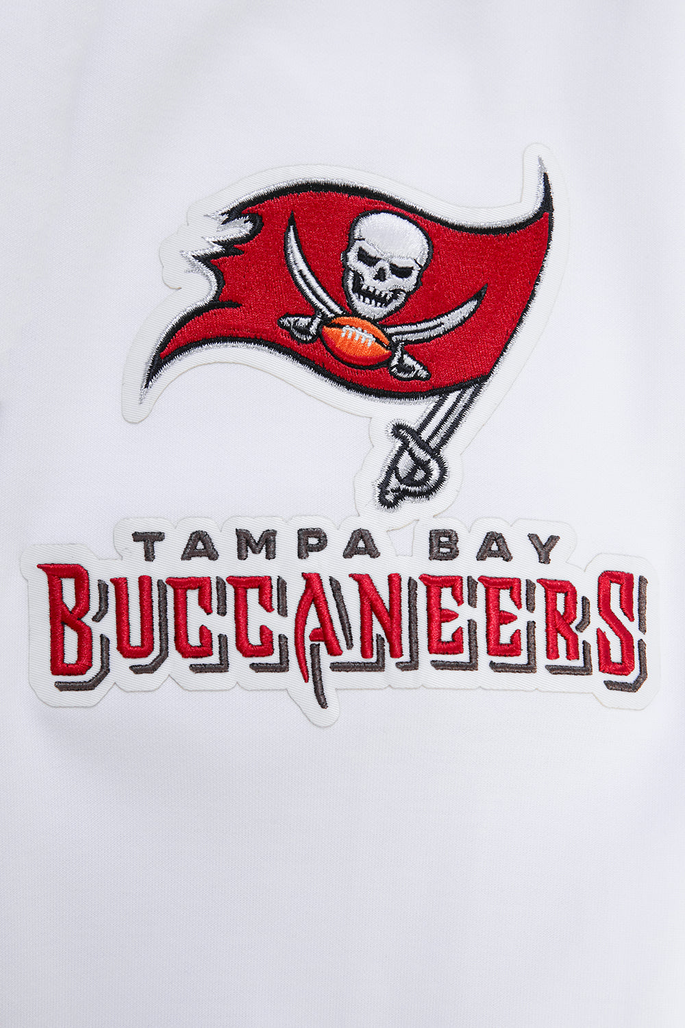 NFL TAMPA BAY BUCCANEERS CLASSIC CHENILLE DOUBLE KNIT PULLOVER HOODIE (WHITE)