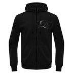 NFL TAMPA BAY BUCCANEERS TRIPLE BLACK LOGO MEN'S ZIPPER HOODIE (TRIPLE BLACK)