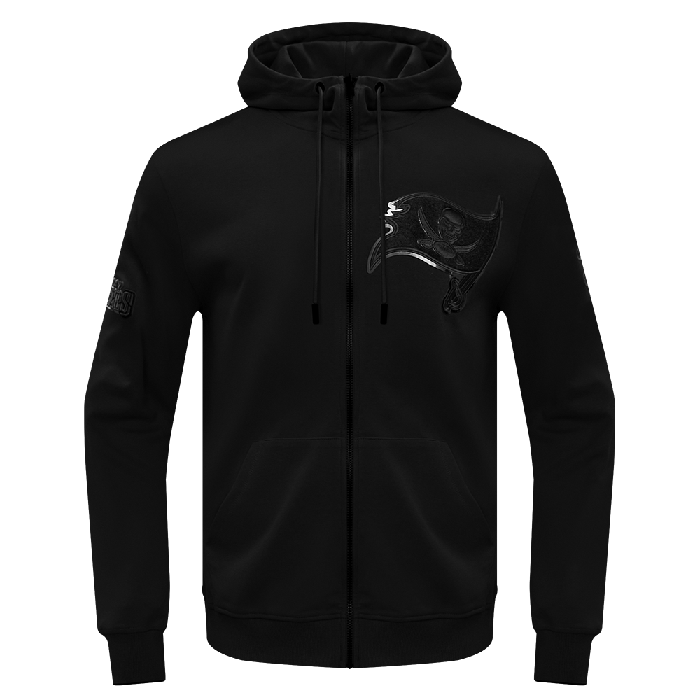 NFL TAMPA BAY BUCCANEERS TRIPLE BLACK LOGO MEN'S ZIPPER HOODIE (TRIPLE BLACK)