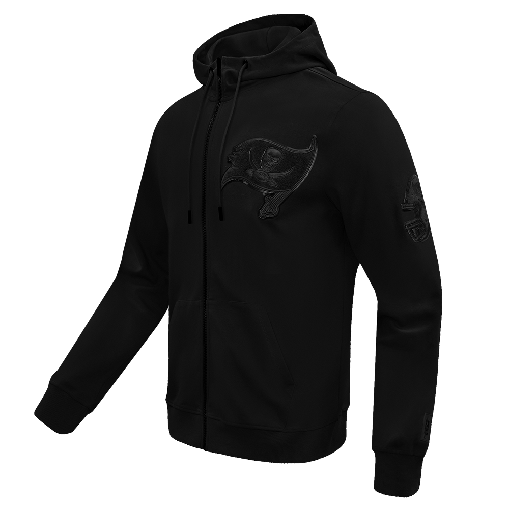 NFL TAMPA BAY BUCCANEERS TRIPLE BLACK LOGO MEN'S ZIPPER HOODIE (TRIPLE BLACK)