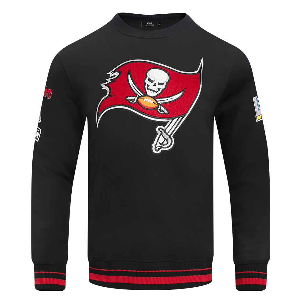 NFL TAMPA BAY BUCCANEERS CHANDAIL À COL ROND MASHUP CÔTELÉ POUR HOMME (NOIR/ROUGE/NOIR)