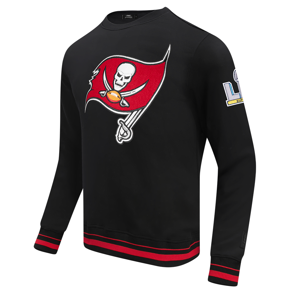 NFL TAMPA BAY BUCCANEERS MASHUP MEN'S RIB CREWNECK (BLACK/RED/BLACK)