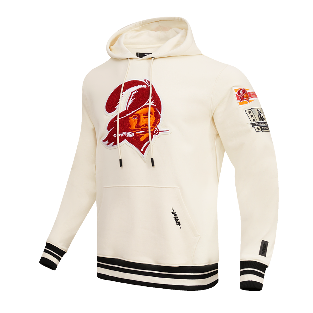 NFL TAMPA BAY BUCCANEERS RETRO CLASSIC MEN'S PULLOVER HOODIE (EGGSHELL/ BLACK)