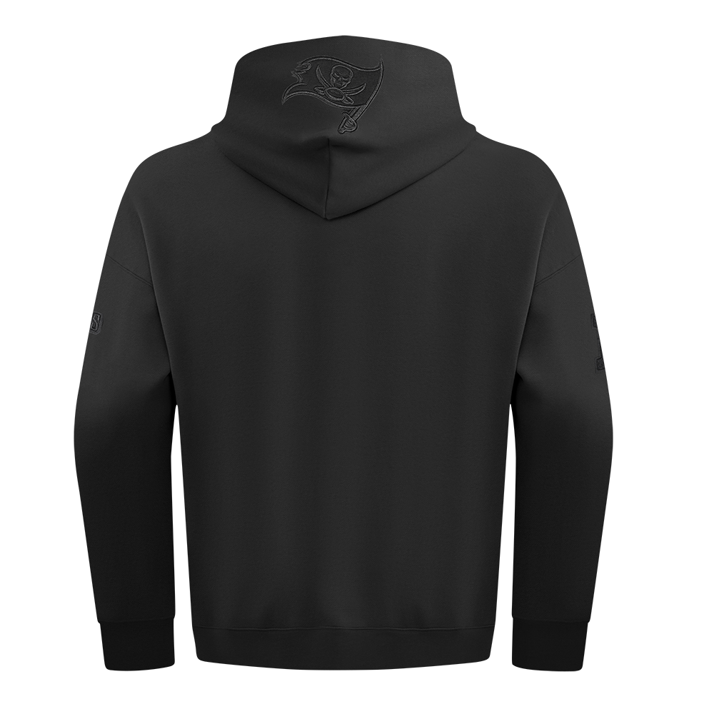 NFL TAMPA BAY BUCCANEERS NEUTRAL MEN'S DROP SHOULDER FLEECE PULLOVER HOODIE (BLACK)