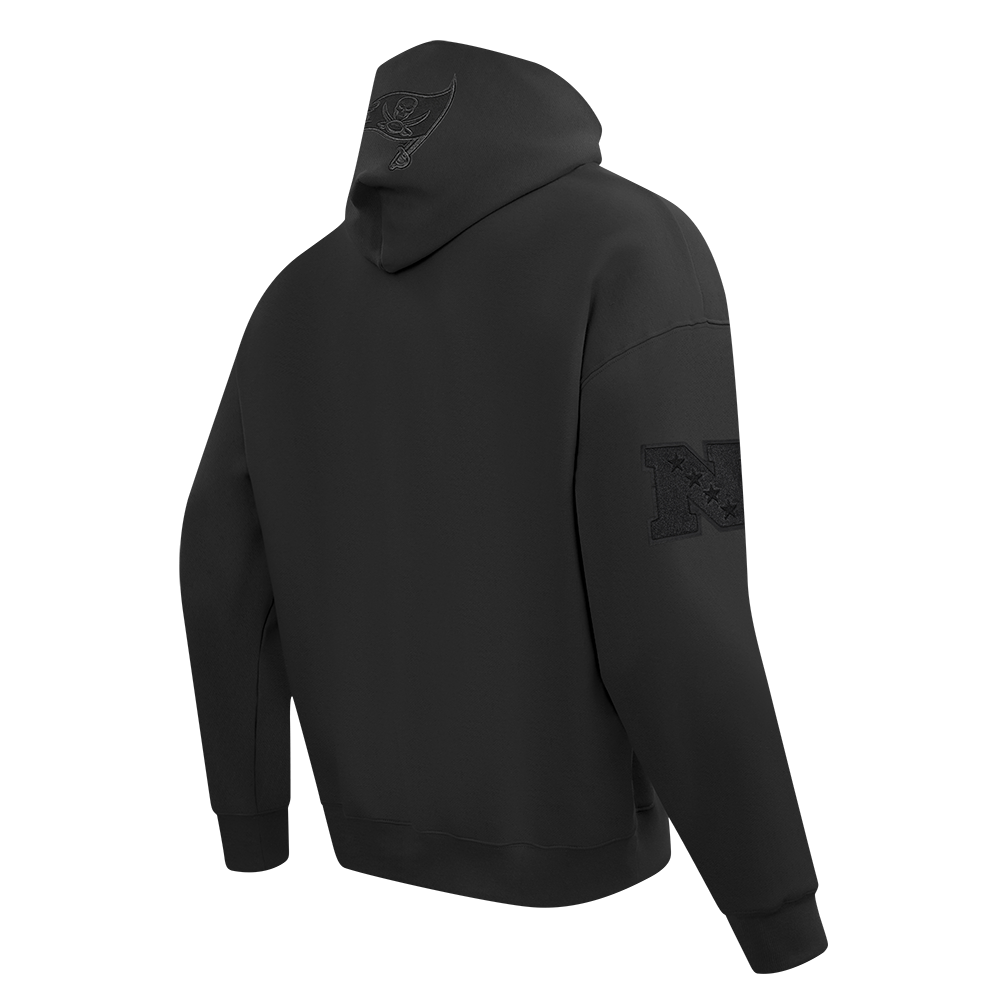 NFL TAMPA BAY BUCCANEERS NEUTRAL MEN'S DROP SHOULDER FLEECE PULLOVER HOODIE (BLACK)