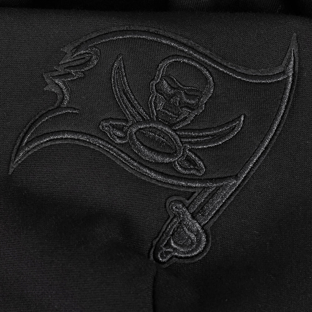NFL TAMPA BAY BUCCANEERS NEUTRAL MEN'S DROP SHOULDER FLEECE PULLOVER HOODIE (BLACK)
