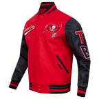 NFL TAMPA BAY BUCCANEERS SCRIPT TAIL MEN'S VARSITY JACKET (RED/BLACK)