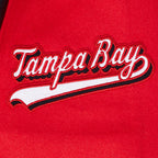 NFL TAMPA BAY BUCCANEERS SCRIPT TAIL MEN'S VARSITY JACKET (RED/BLACK)
