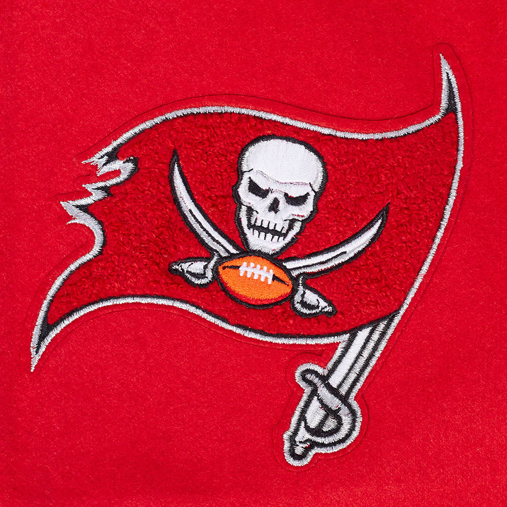 NFL TAMPA BAY BUCCANEERS SCRIPT TAIL MEN'S VARSITY JACKET (RED/BLACK)