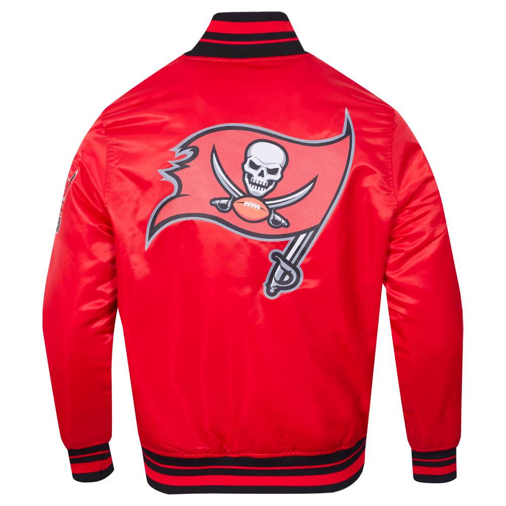 NFL TAMPA BAY BUCCANEERS SCRIPT TAIL MEN'S SATIN JACKET (RED/BLACK)