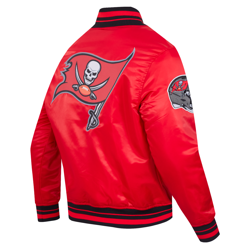 NFL TAMPA BAY BUCCANEERS SCRIPT TAIL MEN'S SATIN JACKET (RED/BLACK)
