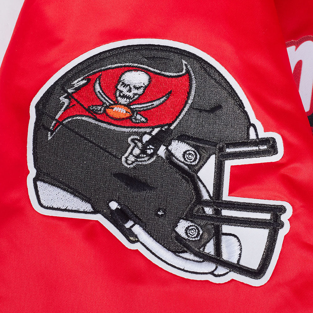 NFL TAMPA BAY BUCCANEERS SCRIPT TAIL MEN'S SATIN JACKET (RED/BLACK)