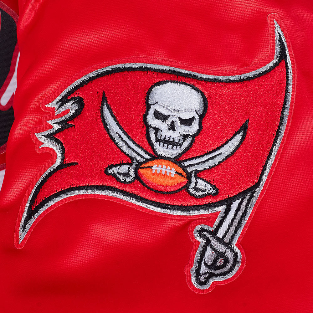 NFL TAMPA BAY BUCCANEERS SCRIPT TAIL MEN'S SATIN JACKET (RED/BLACK)