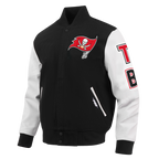 NFL TAMPA BAY BUCCANEERS CLASSIC WOOL MEN'S VARSITY JACKET (BLACK/WHITE)