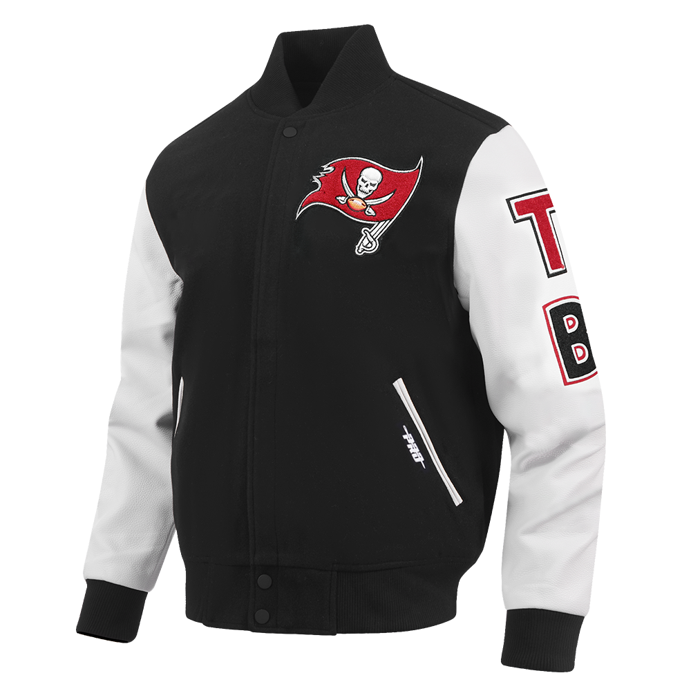 NFL TAMPA BAY BUCCANEERS CLASSIC WOOL MEN'S VARSITY JACKET (BLACK/WHITE)