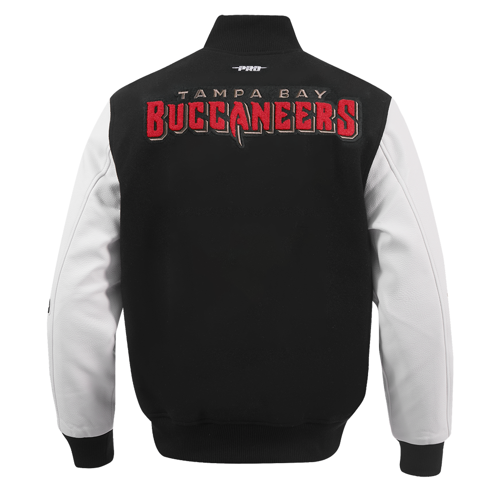 NFL TAMPA BAY BUCCANEERS CLASSIC WOOL MEN'S VARSITY JACKET (BLACK/WHITE)