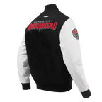 NFL TAMPA BAY BUCCANEERS CLASSIC WOOL MEN'S VARSITY JACKET (BLACK/WHITE)
