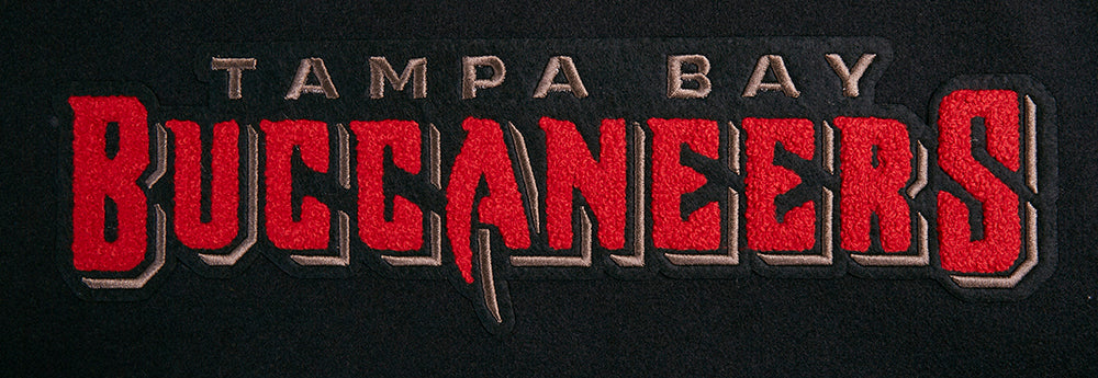 NFL TAMPA BAY BUCCANEERS CLASSIC WOOL MEN'S VARSITY JACKET (BLACK/WHITE)