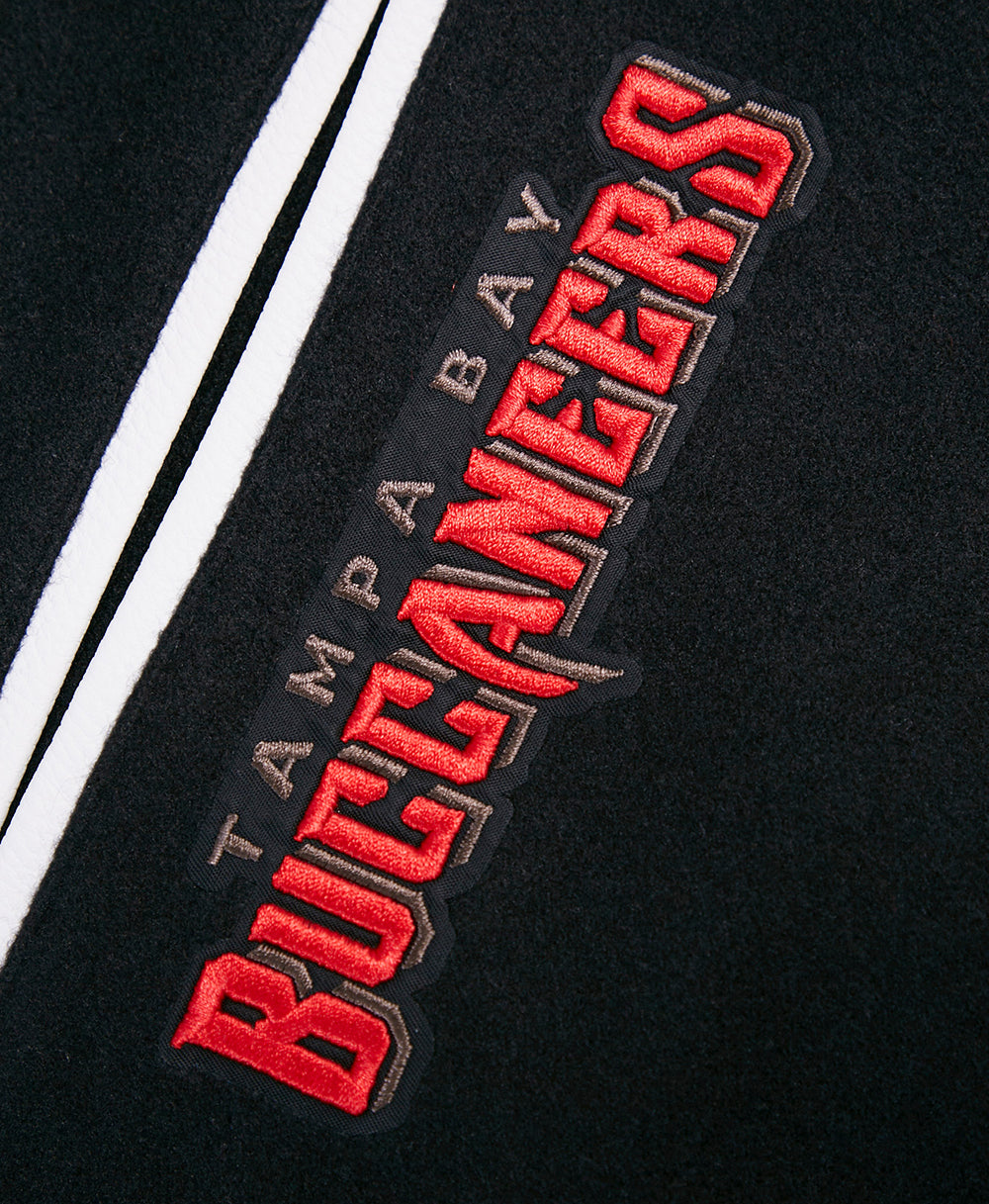 NFL TAMPA BAY BUCCANEERS CLASSIC WOOL MEN'S VARSITY JACKET (BLACK/WHITE)
