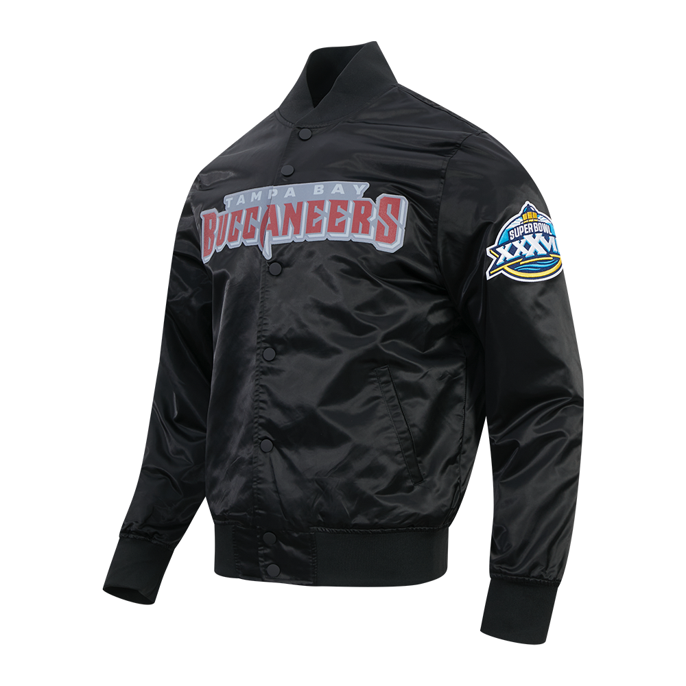 NFL TAMPA BAY BUCCANEERS BIG LOGO MEN'S SATIN JACKET (BLACK)
