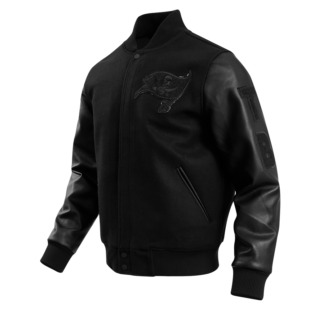 NFL TAMPA BAY BUCCANEERS TRIPLE BLACK BLOUSON COLLÉGIAL EN LAINE POUR HOMME (TRIPLE NOIR HOMME)