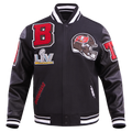 NFL TAMPA BAY BUCCANEERS MASH UP BLOUSON COLLÉGIAL EN LAINE À BORDS CÔTELÉS POUR HOMME (NOIR)