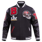 NFL TAMPA BAY BUCCANEERS MASH UP BLOUSON COLLÉGIAL EN LAINE À BORDS CÔTELÉS POUR HOMME (NOIR)