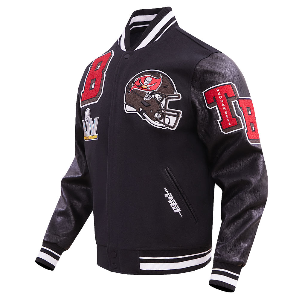 NFL TAMPA BAY BUCCANEERS MASH UP BLOUSON COLLÉGIAL EN LAINE À BORDS CÔTELÉS POUR HOMME (NOIR)