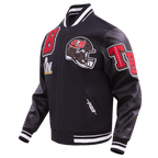 NFL TAMPA BAY BUCCANEERS MASH UP BLOUSON COLLÉGIAL EN LAINE À BORDS CÔTELÉS POUR HOMME (NOIR)