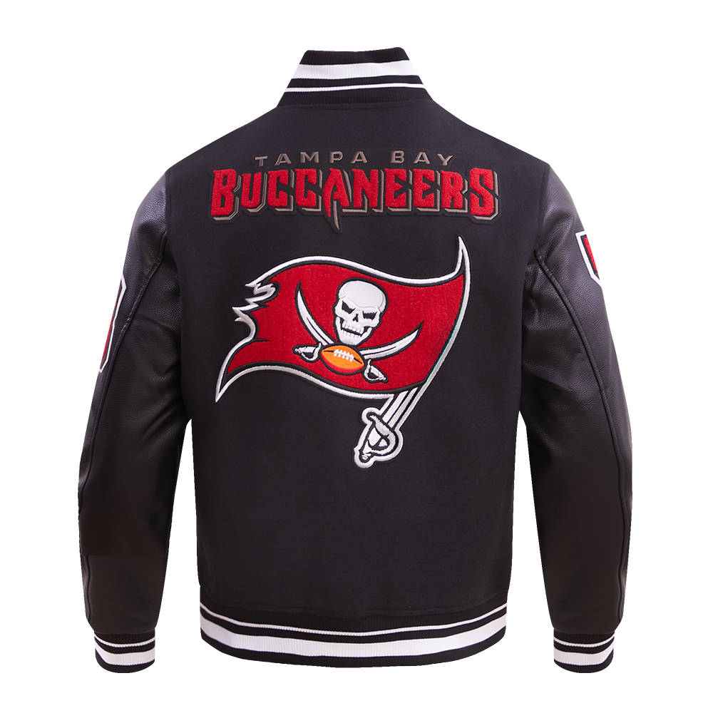 NFL TAMPA BAY BUCCANEERS MASH UP BLOUSON COLLÉGIAL EN LAINE À BORDS CÔTELÉS POUR HOMME (NOIR)