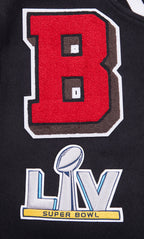 NFL TAMPA BAY BUCCANEERS MASH UP BLOUSON COLLÉGIAL EN LAINE À BORDS CÔTELÉS POUR HOMME (NOIR)