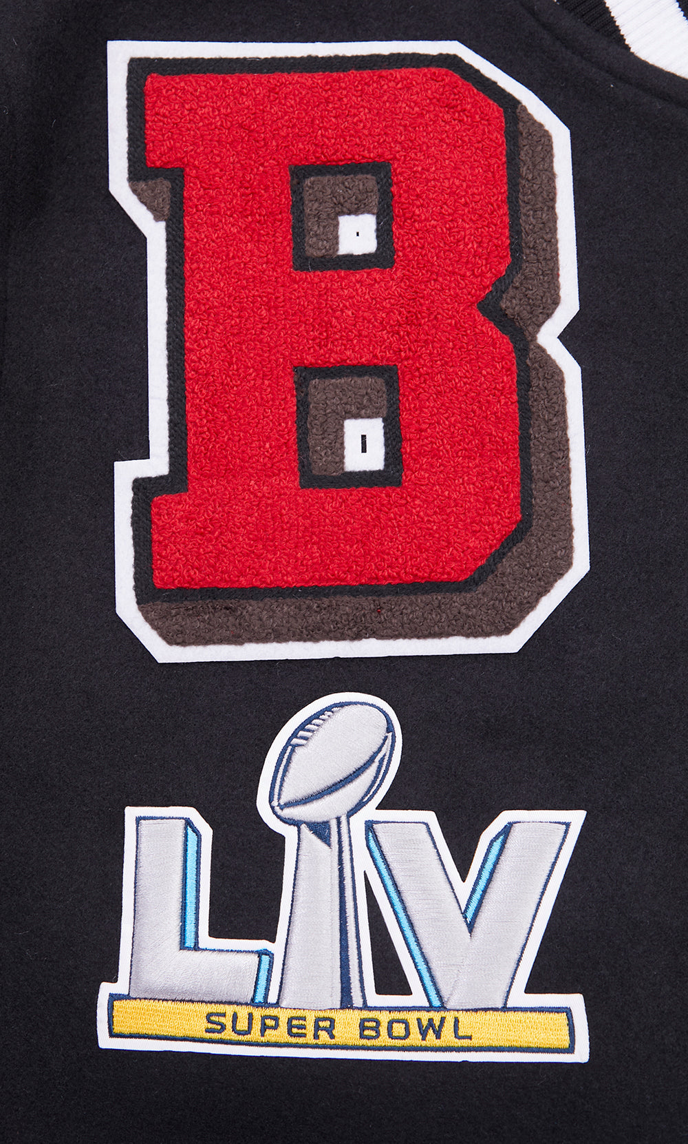 NFL TAMPA BAY BUCCANEERS MASH UP BLOUSON COLLÉGIAL EN LAINE À BORDS CÔTELÉS POUR HOMME (NOIR)
