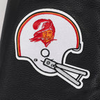 NFL TAMPA BAY BUCCANEERS RETRO CLASSIC BLOUSON COLLÉGIAL EN LAINE À BORDS CÔTELÉS POUR HOMME (COQUILLE D'ŒUF/NOIR)