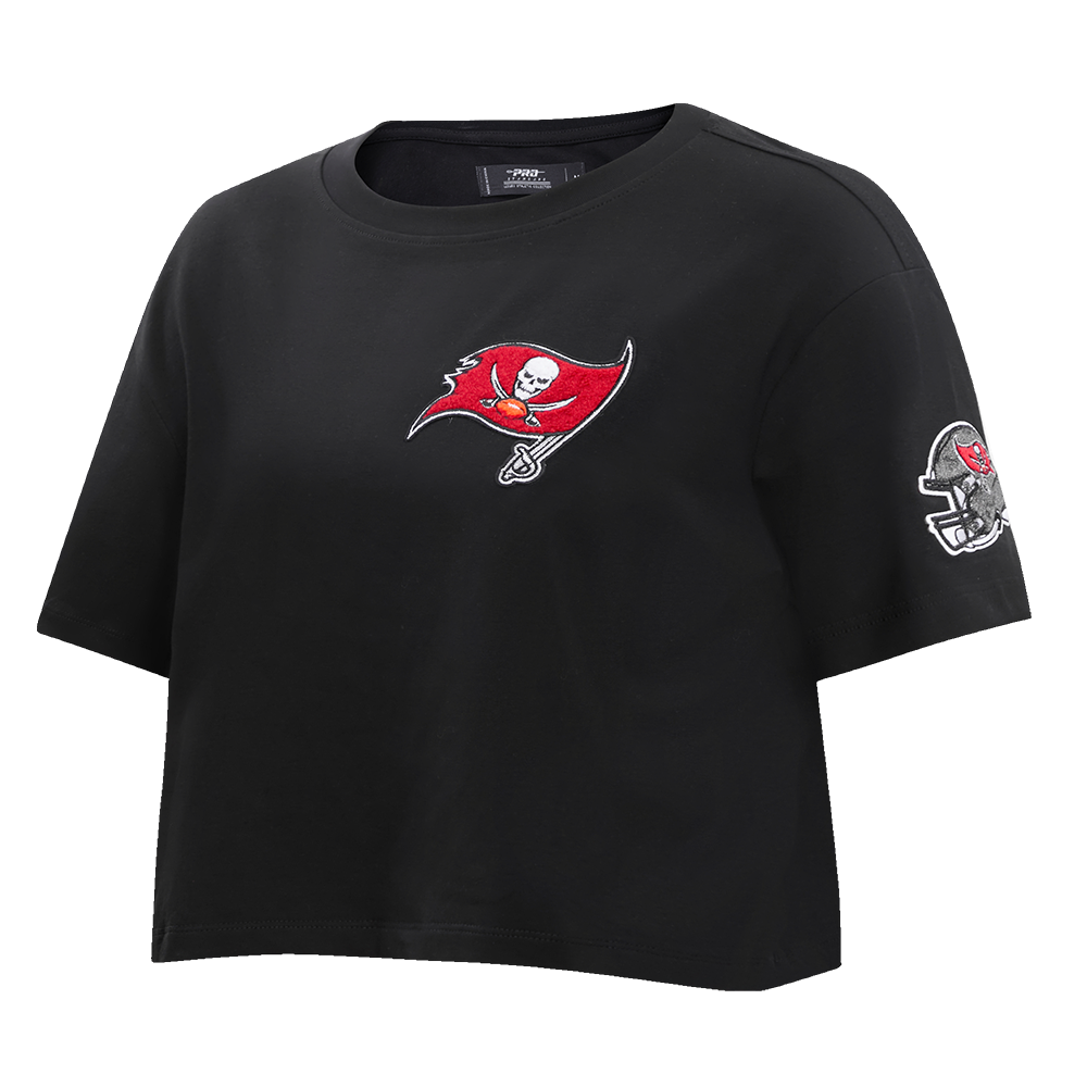 NFL TAMPA BAY BUCCANEERS CLASSIC WOMEN'S SINGLE JERSEY BOXY TEE (BLACK)
