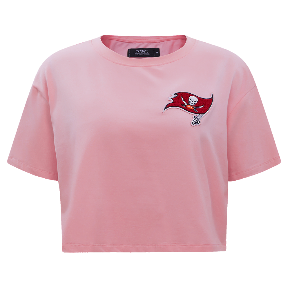 NFL TAMPA BAY BUCCANEERS CLASSIC T-SHIRT EN JERSEY SIMPLE À COUPE CARRÉE POUR FEMME (ROSE)