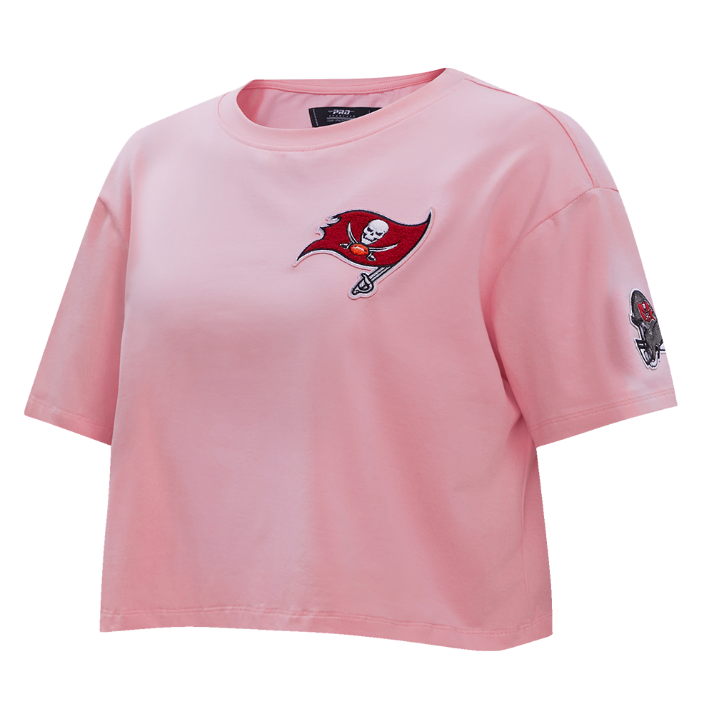 NFL TAMPA BAY BUCCANEERS CLASSIC T-SHIRT EN JERSEY SIMPLE À COUPE CARRÉE POUR FEMME (ROSE)