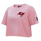 NFL TAMPA BAY BUCCANEERS CLASSIC T-SHIRT EN JERSEY SIMPLE À COUPE CARRÉE POUR FEMME (ROSE)