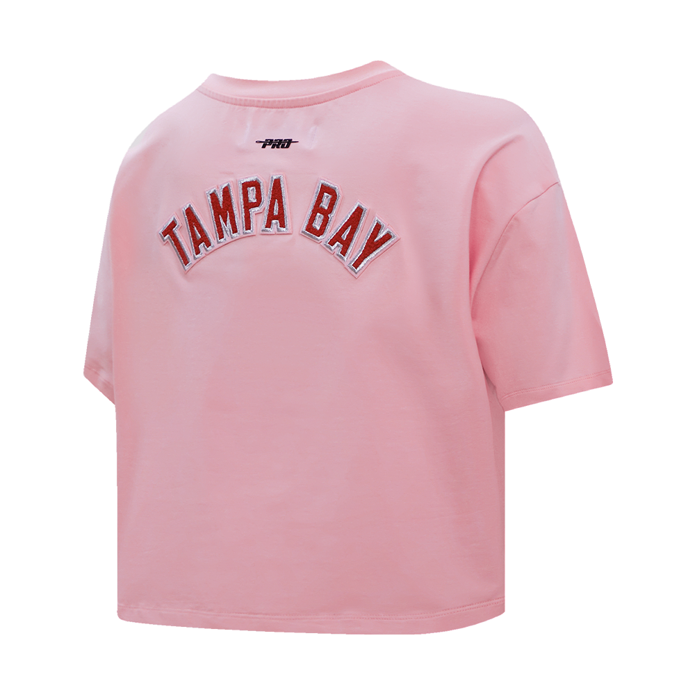 NFL TAMPA BAY BUCCANEERS CLASSIC T-SHIRT EN JERSEY SIMPLE À COUPE CARRÉE POUR FEMME (ROSE)