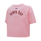 NFL TAMPA BAY BUCCANEERS CLASSIC T-SHIRT EN JERSEY SIMPLE À COUPE CARRÉE POUR FEMME (ROSE)