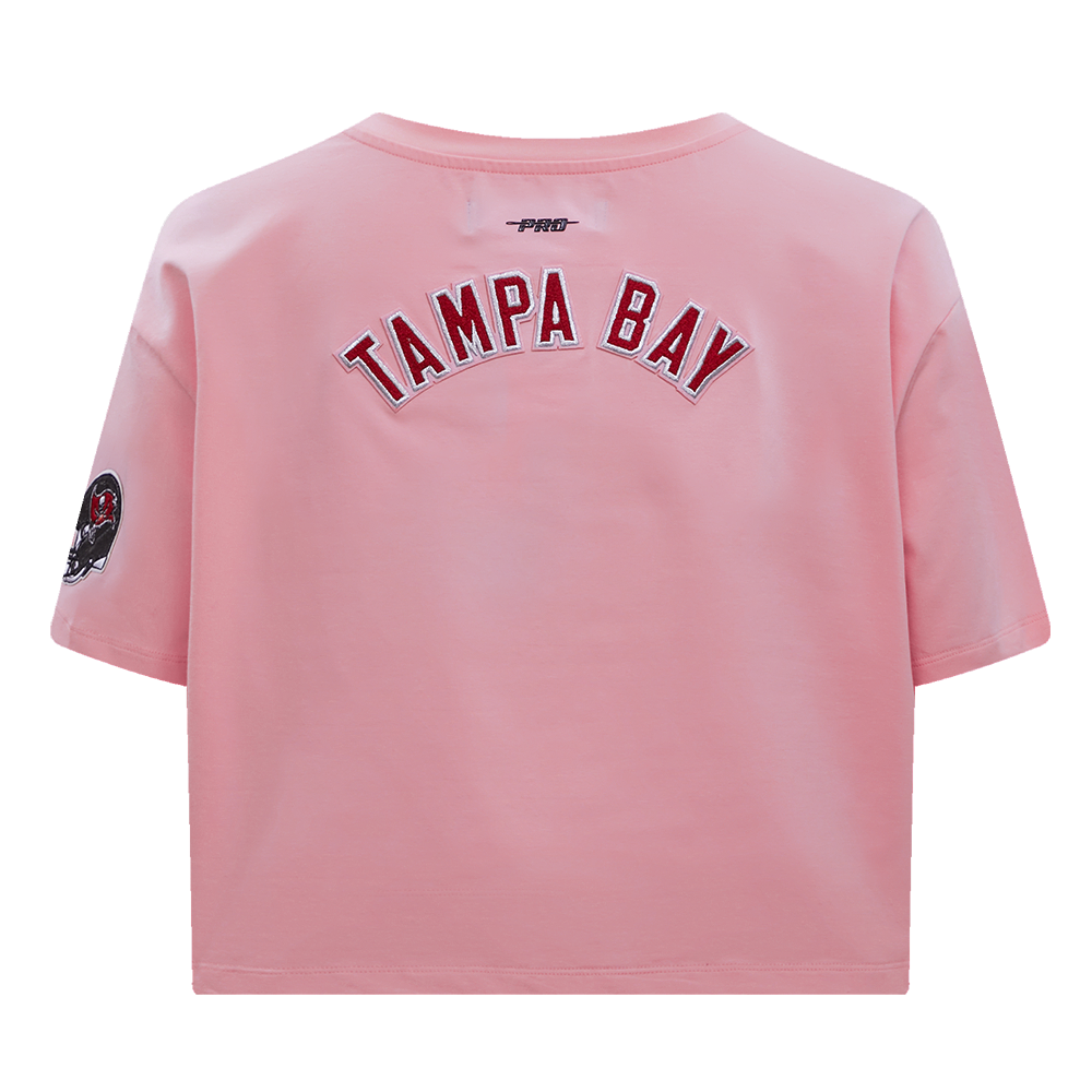 NFL TAMPA BAY BUCCANEERS CLASSIC T-SHIRT EN JERSEY SIMPLE À COUPE CARRÉE POUR FEMME (ROSE)