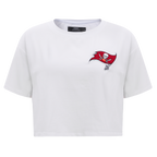 NFL TAMPA BAY BUCCANEERS CLASSIC T-SHIRT EN JERSEY SIMPLE À COUPE CARRÉE POUR FEMME (BLANC)