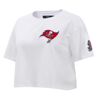 NFL TAMPA BAY BUCCANEERS CLASSIC T-SHIRT EN JERSEY SIMPLE À COUPE CARRÉE POUR FEMME (BLANC)