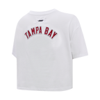 NFL TAMPA BAY BUCCANEERS CLASSIC T-SHIRT EN JERSEY SIMPLE À COUPE CARRÉE POUR FEMME (BLANC)