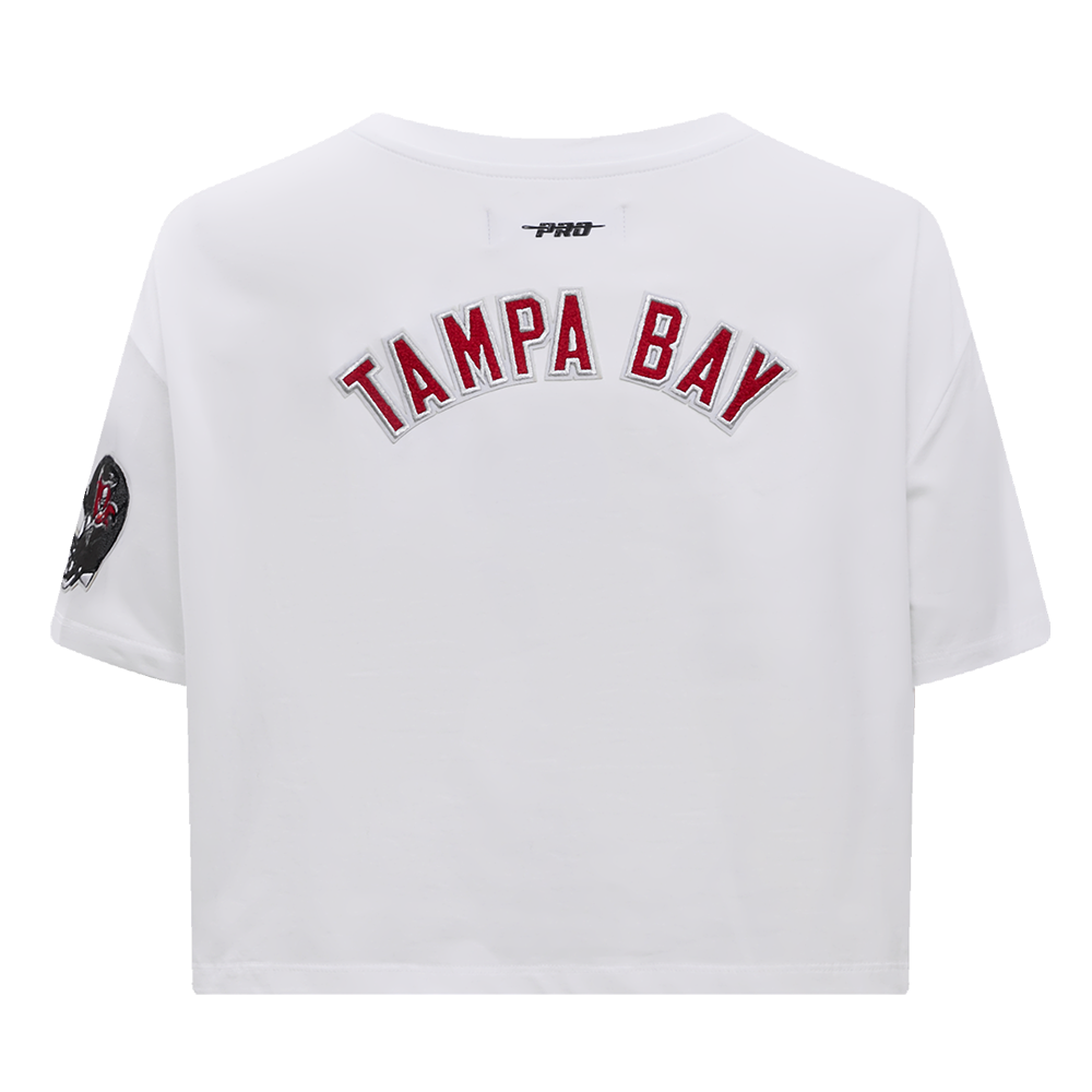 NFL TAMPA BAY BUCCANEERS CLASSIC T-SHIRT EN JERSEY SIMPLE À COUPE CARRÉE POUR FEMME (BLANC)