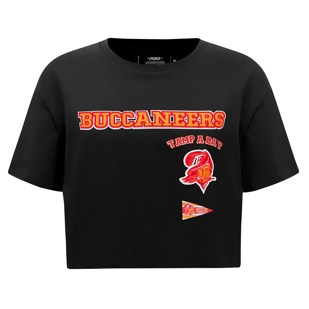 NFL TAMPA BAY BUCCANEERS RETRO CLASSIC WOMEN'S BOXY TEE (BLACK)