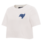 NFL TAMPA BAY BUCCANEERS VARSITY BLUES T-SHIRT EN JERSEY SIMPLE À COUPE CARRÉE POUR FEMME (LIN)