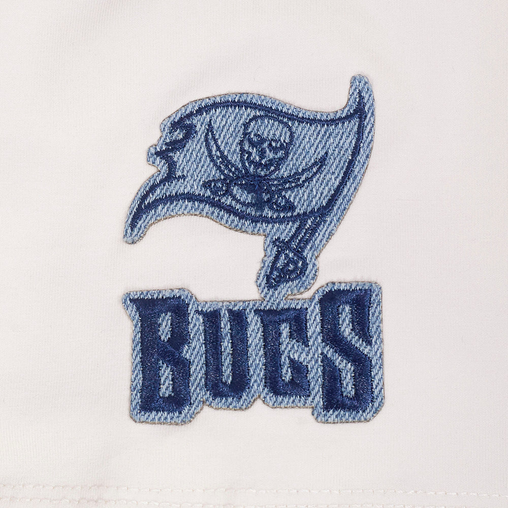 NFL TAMPA BAY BUCCANEERS VARSITY BLUES T-SHIRT EN JERSEY SIMPLE À COUPE CARRÉE POUR FEMME (LIN)