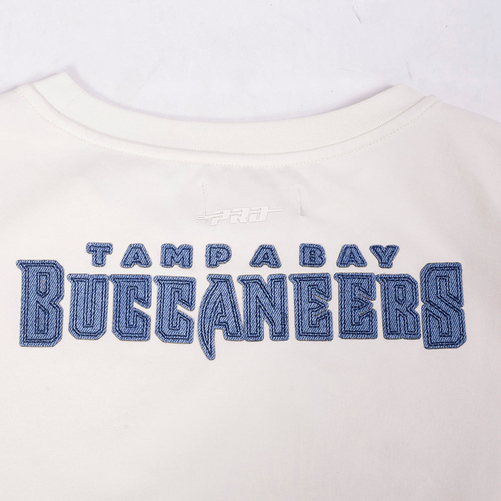 NFL TAMPA BAY BUCCANEERS VARSITY BLUES T-SHIRT EN JERSEY SIMPLE À COUPE CARRÉE POUR FEMME (LIN)