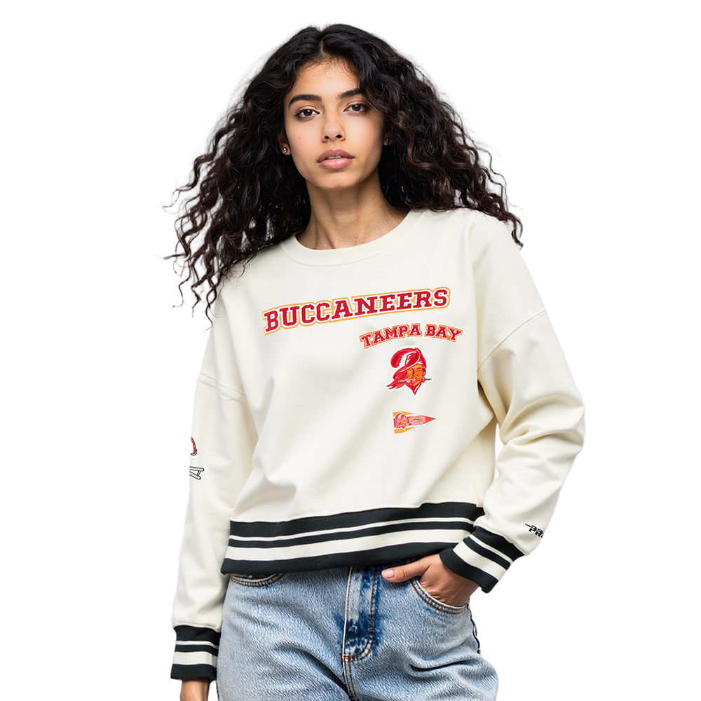 NFL TAMPA BAY BUCCANEERS RETRO CLASSIC CHANDAIL À COL ROND POUR FEMME (COQUILLE D'ŒUF/NOIR)